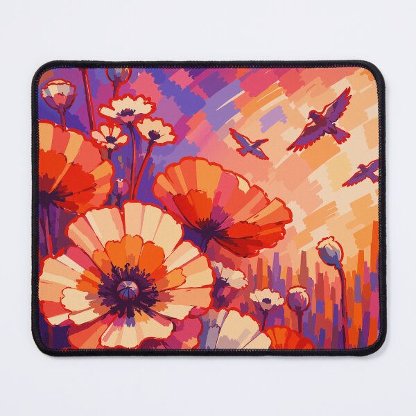 Item preview, Sunset Poppies and Flying Birds designed and sold by ArtByBoya.