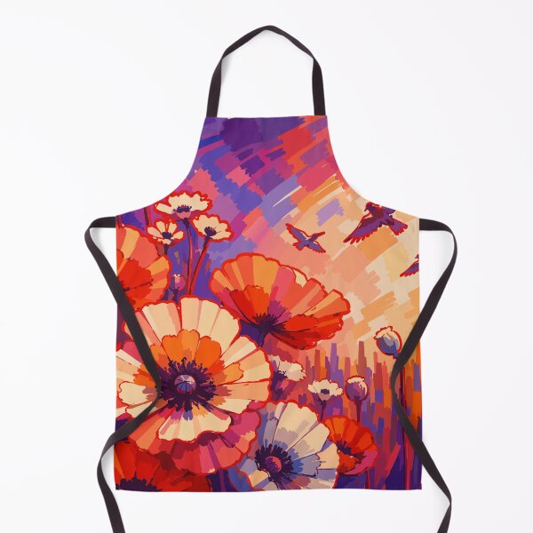 Item preview, Sunset Poppies and Flying Birds designed and sold by ArtByBoya.