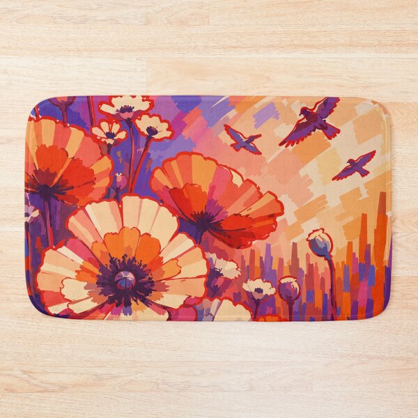 Item preview, Sunset Poppies and Flying Birds designed and sold by ArtByBoya.