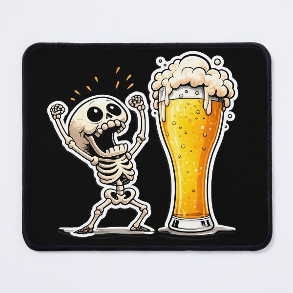 Item preview, Funny Skeleton Drinking Beer - Excited Beer Lover Cartoon Art designed and sold by myforestfog.