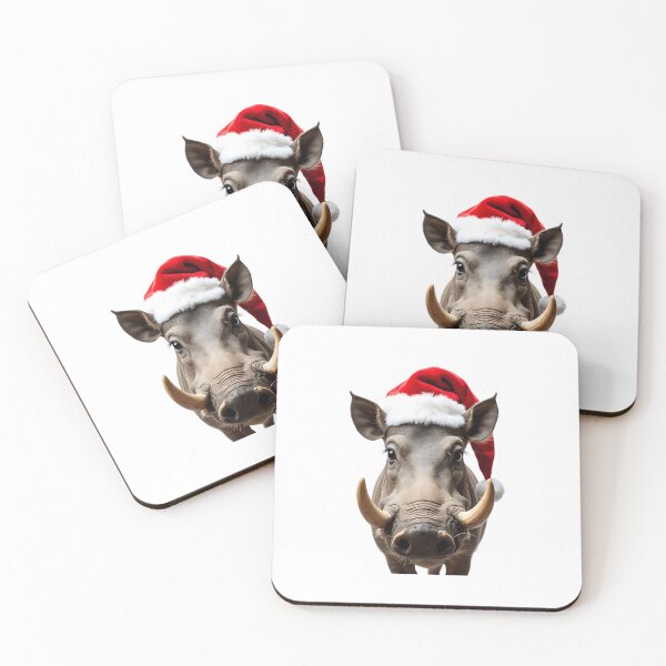 Item preview, Funny Warthog Animal Wearing Christmas Hat designed and sold by archarlyfitnes.