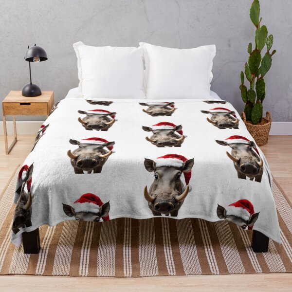 Item preview, Funny Warthog Animal Wearing Christmas Hat designed and sold by archarlyfitnes.