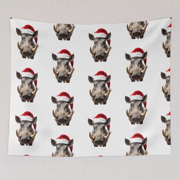 Item preview, Funny Warthog Animal Wearing Christmas Hat designed and sold by archarlyfitnes.