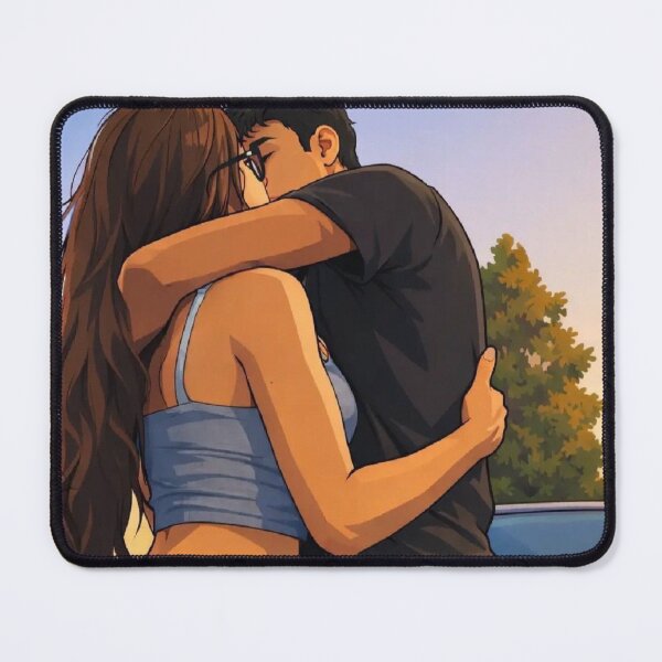 Item preview, Romantic Couple Kissing by the Car Sunset Illustration designed and sold by     Pink Chaos Club.