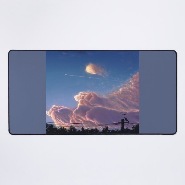 Item preview, Painting of a sunset sky, trees and a silly cat chasing birds designed and sold by Witseart.