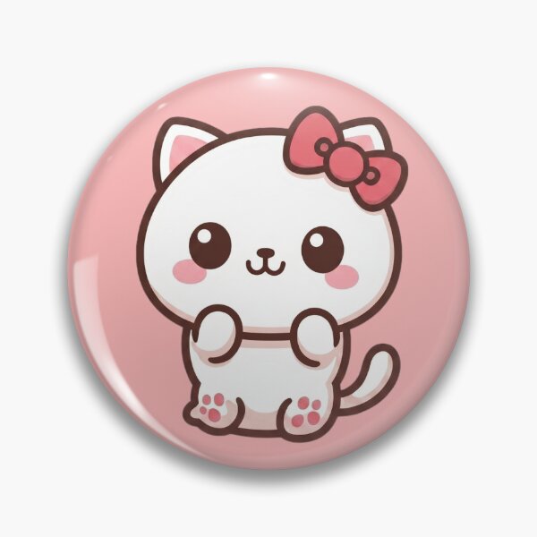 Item preview, Cute Kawaii White Cat with Pink Bow Aesthetic designed and sold by Arte Para Rebaja.
