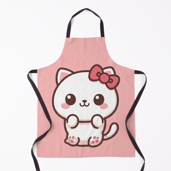 Item preview, Cute Kawaii White Cat with Pink Bow Aesthetic designed and sold by Arte Para Rebaja.