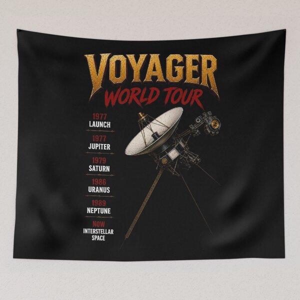 Item preview, Voyager World Tour Interstellar Mission Parody designed and sold by Retr0Tshirts.