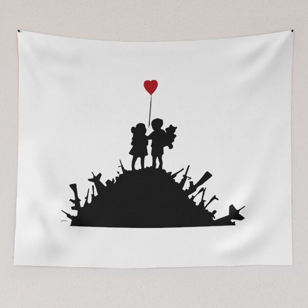 Item preview, Banksy girl and boy with balloon heart designed and sold by Raseelvm.