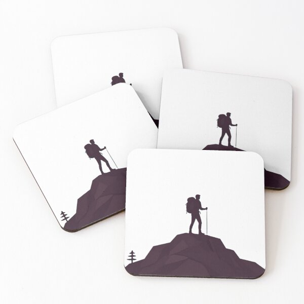 Item preview, Hiking Silhouette Mountain Summit - Minimalist Adventure Traveler Art designed and sold by myforestfog.