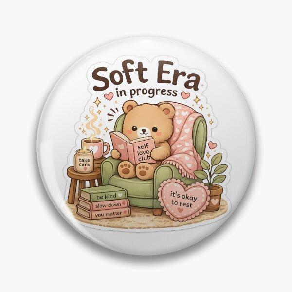 Item preview, Soft Era in Progress Cute Teddy Bear Sticker | Cozy Self Care Aesthetic designed and sold by graphixlab09.