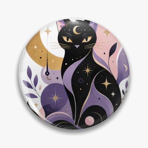 Item preview, Abstract Cosmic Black Cat Moon Art designed and sold by ModernMoodCo.