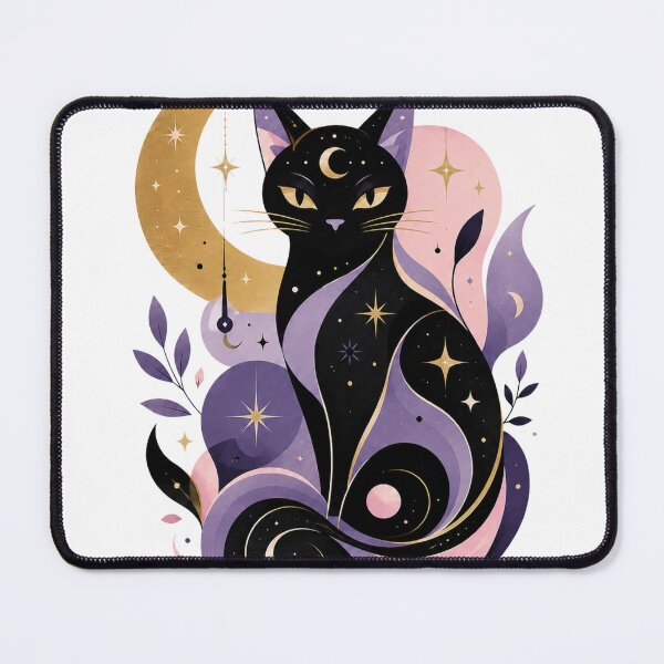 Item preview, Abstract Cosmic Black Cat Moon Art designed and sold by ModernMoodCo.