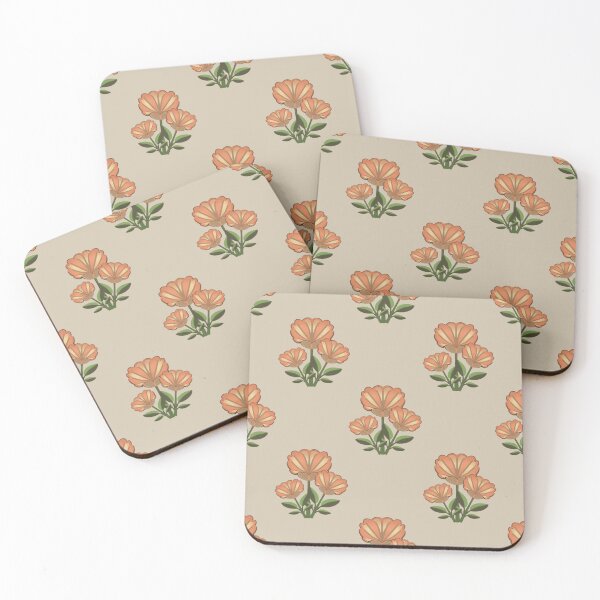 Item preview, Vintage Peach Floral Pattern Retro Botanical Flowers on Beige Background designed and sold by Almanzart.