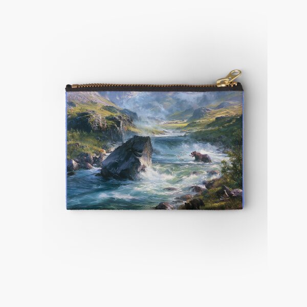 Item preview, "Salmon Run Warriors-Bear Fishing the Moutain River" designed and sold by SkyKing Ron.