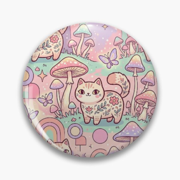 Item preview, Cute Kawaii Cat and Mushroom Pattern designed and sold by Iampoji.