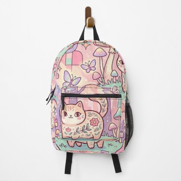 Item preview, Cute Kawaii Cat and Mushroom Pattern designed and sold by Iampoji.