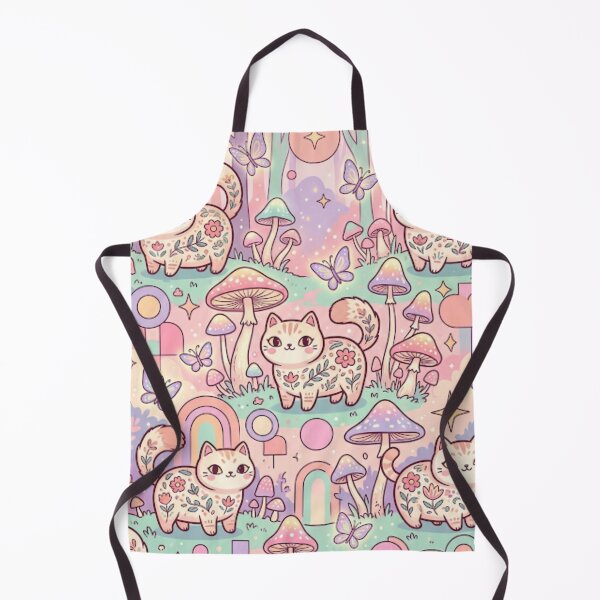 Item preview, Cute Kawaii Cat and Mushroom Pattern designed and sold by Iampoji.