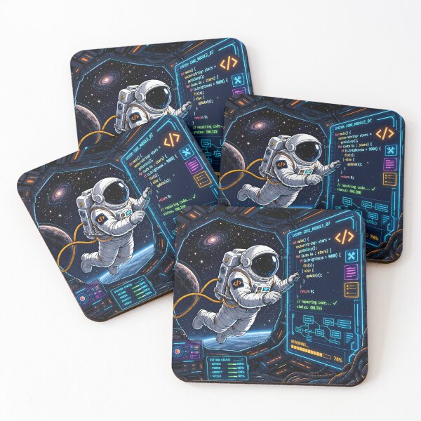 Item preview, Astronaut Repairing Giant Glowing Code Panels in a Futuristic Space Station – Sci-Fi Developer Vector Design for Programmers and Tech Enthusiasts designed and sold by PenchalaPrabhas.