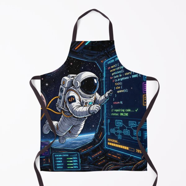 Item preview, Astronaut Repairing Giant Glowing Code Panels in a Futuristic Space Station – Sci-Fi Developer Vector Design for Programmers and Tech Enthusiasts designed and sold by PenchalaPrabhas.