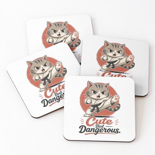 Item preview, "Cute But Dangerous" Karate Cat - Funny Martial Arts designed and sold by MusesWhispers.