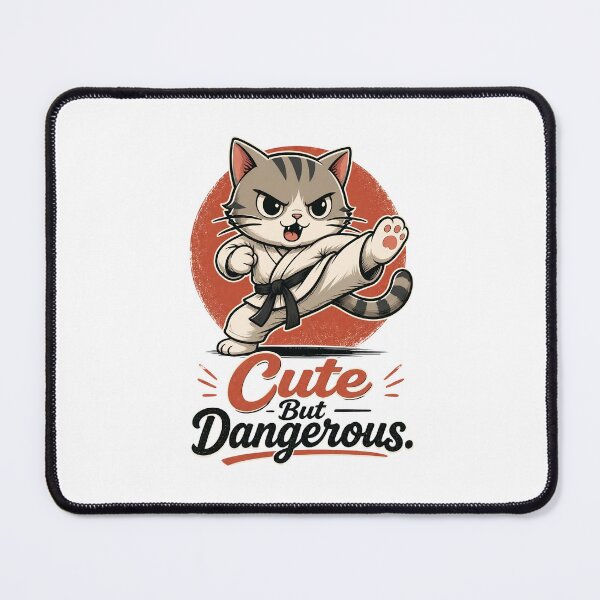 Item preview, "Cute But Dangerous" Karate Cat - Funny Martial Arts designed and sold by MusesWhispers.