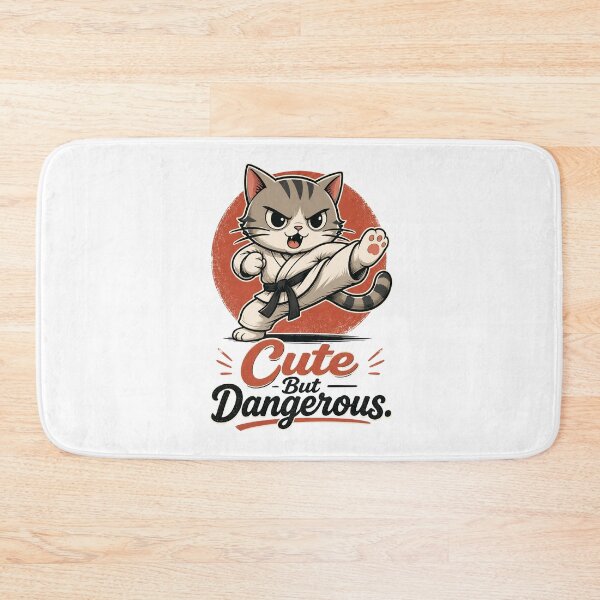 Item preview, "Cute But Dangerous" Karate Cat - Funny Martial Arts designed and sold by MusesWhispers.