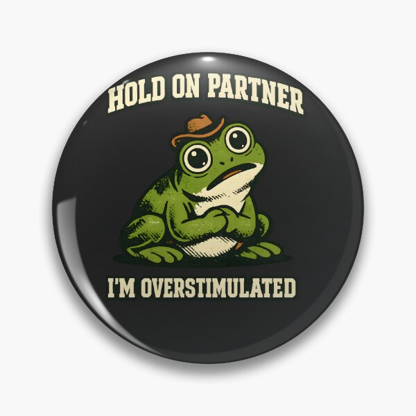 Item preview, Hold On Partner I'm Overstimulated - Cowboy Frog Vintage Screen Print Design designed and sold by BeanToePets.