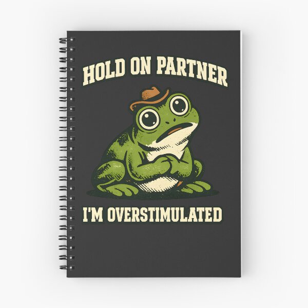 Item preview, Hold On Partner I'm Overstimulated - Cowboy Frog Vintage Screen Print Design designed and sold by BeanToePets.