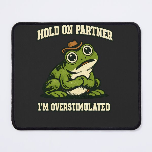 Item preview, Hold On Partner I'm Overstimulated - Cowboy Frog Vintage Screen Print Design designed and sold by BeanToePets.