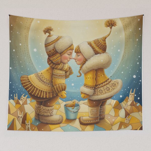 Item preview, Eskimo Kiss | Cute Winter Love Nose Kiss Romantic Couple Art designed and sold by Ruta.