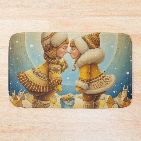 Aperçu de l'œuvre Baiser esquimau | Adorable baiser romantique d'hiver sur le nez, illustration pour couple créée et vendue par Ruta.