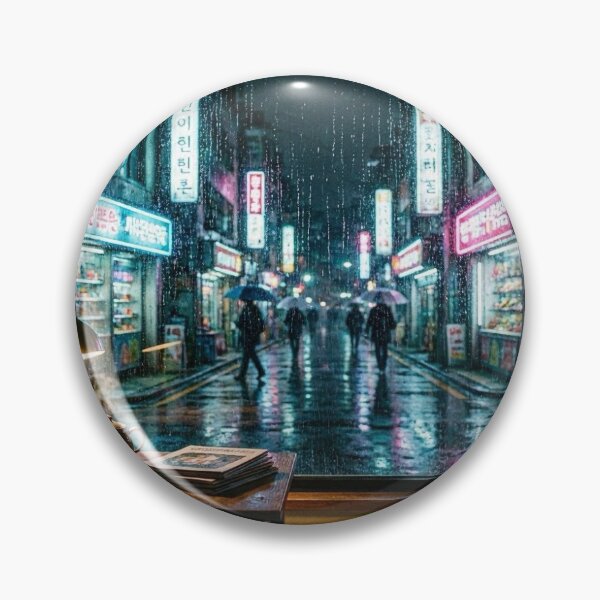 Item preview, Rainy Seoul Neon Nights - Cozy Lo-Fi Room Window View designed and sold by mihhu.