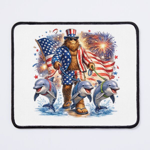 Item preview, Patriotic Bigfoot Walking Dolphins Funny Fourth of July Summer designed and sold by Willyboy16.