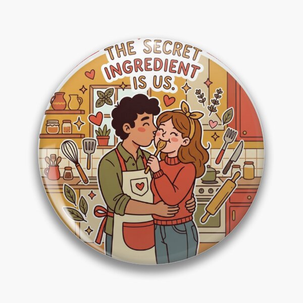 Item preview, Chef Couple Kiss — The Secret Ingredient Is Us Funny Cooking Couple Gift Print designed and sold by Alicia arts.