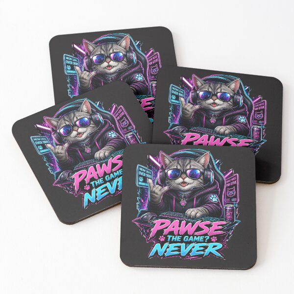 Item preview, Pawse The Game Never Funny Gamer Cat Neon Cyberpunk Cat Lover T-Shirt designed and sold by QuirkyCloud Designs.