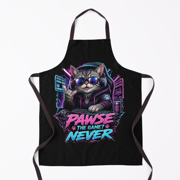 Item preview, Pawse The Game Never Funny Gamer Cat Neon Cyberpunk Cat Lover T-Shirt designed and sold by QuirkyCloud Designs.
