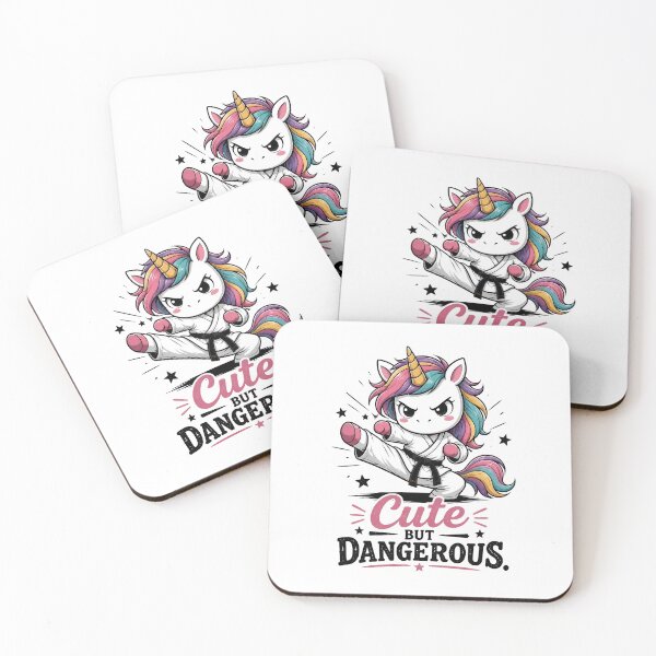 Item preview, Cute But Dangerous – Karate Unicorn Retro Sunset  designed and sold by MusesWhispers.