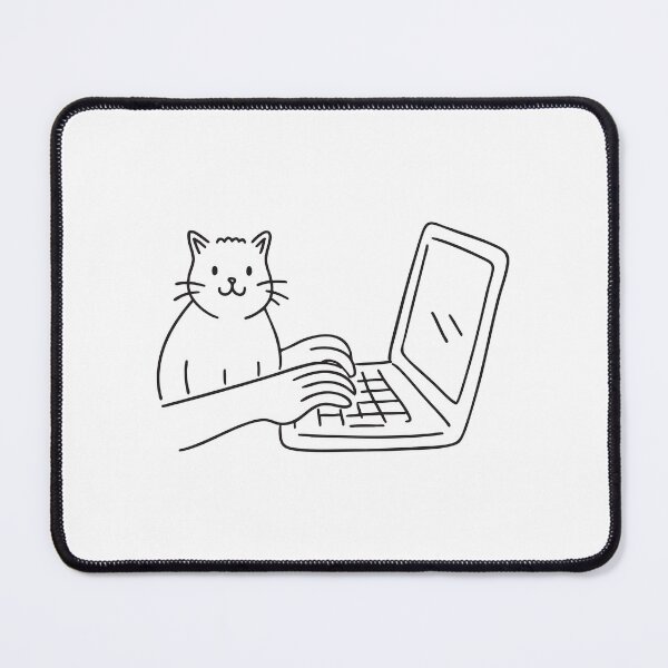 Item preview, Typing on Keyboard Beside Sitting Cat designed and sold by rasagamastore.
