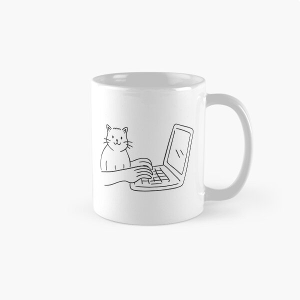 Item preview, Typing on Keyboard Beside Sitting Cat designed and sold by rasagamastore.