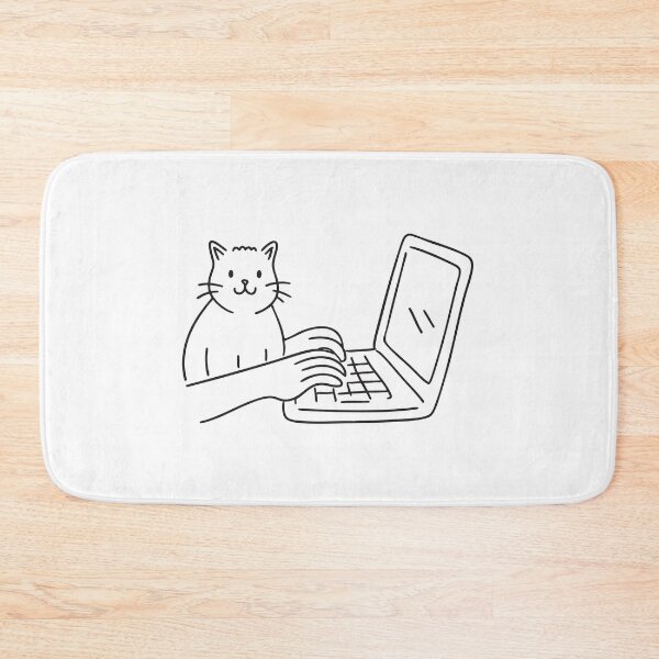 Item preview, Typing on Keyboard Beside Sitting Cat designed and sold by rasagamastore.