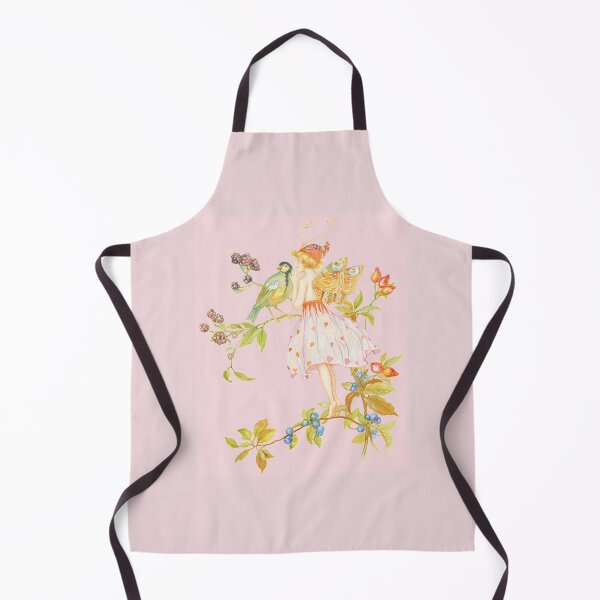 Item preview, Forest Fairy with a Bird Fantasy Fairytale Illustration Cottagecore Fairyland Pattern with Light Pastel Colors - Pink Background  designed and sold by CanisArtStudio.