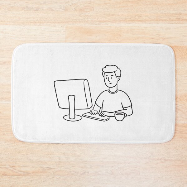 Item preview, Man Typing at Monitor with Tea Cup designed and sold by rasagamastore.