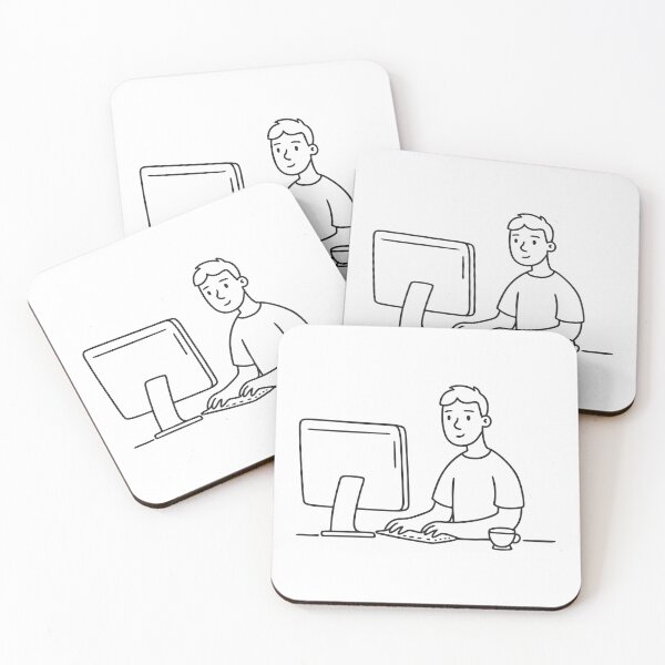 Item preview, Individual Typing with Tea Beside Monitor designed and sold by rasagamastore.