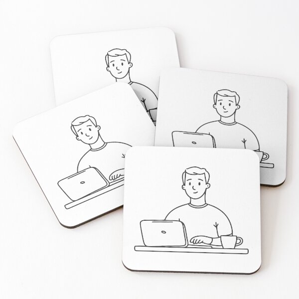 Item preview, Person Typing on Laptop with Tea designed and sold by rasagamastore.