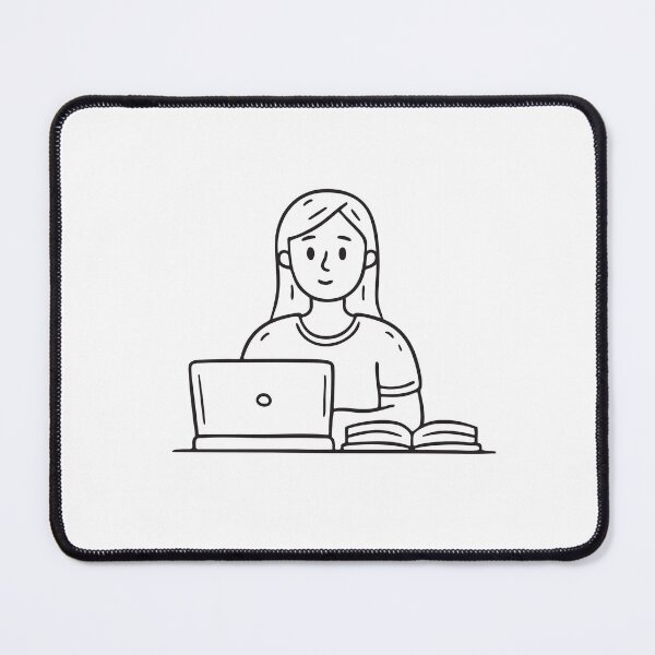 Item preview, Student Typing with Laptop and Open Book designed and sold by rasagamastore.