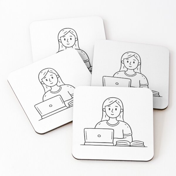 Item preview, Student Typing with Laptop and Open Book designed and sold by rasagamastore.