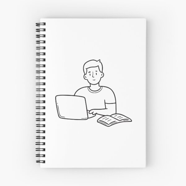 Item preview, Student Using Laptop Beside Open Book designed and sold by rasagamastore.