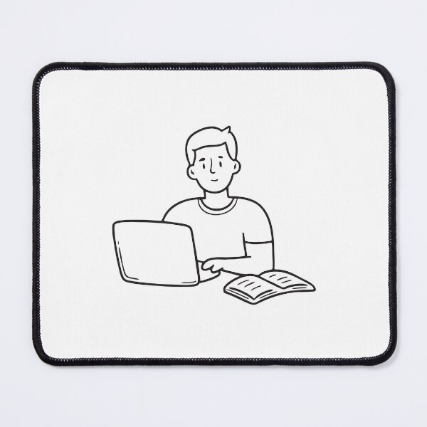 Item preview, Student Using Laptop Beside Open Book designed and sold by rasagamastore.