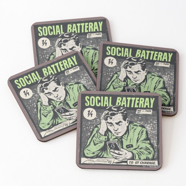 Item preview, Social Battery At 1% Please Do Not Recharge Retro Comic T-Shirt designed and sold by Dream Weave Studio.